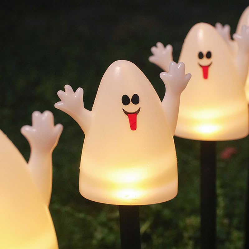 Miniatura 2 de Luces LED solares de estaca de jardín fantasma para decoraciones de Halloween al aire libre, impermeables, luces de estaca de Halloween, 1 juego de