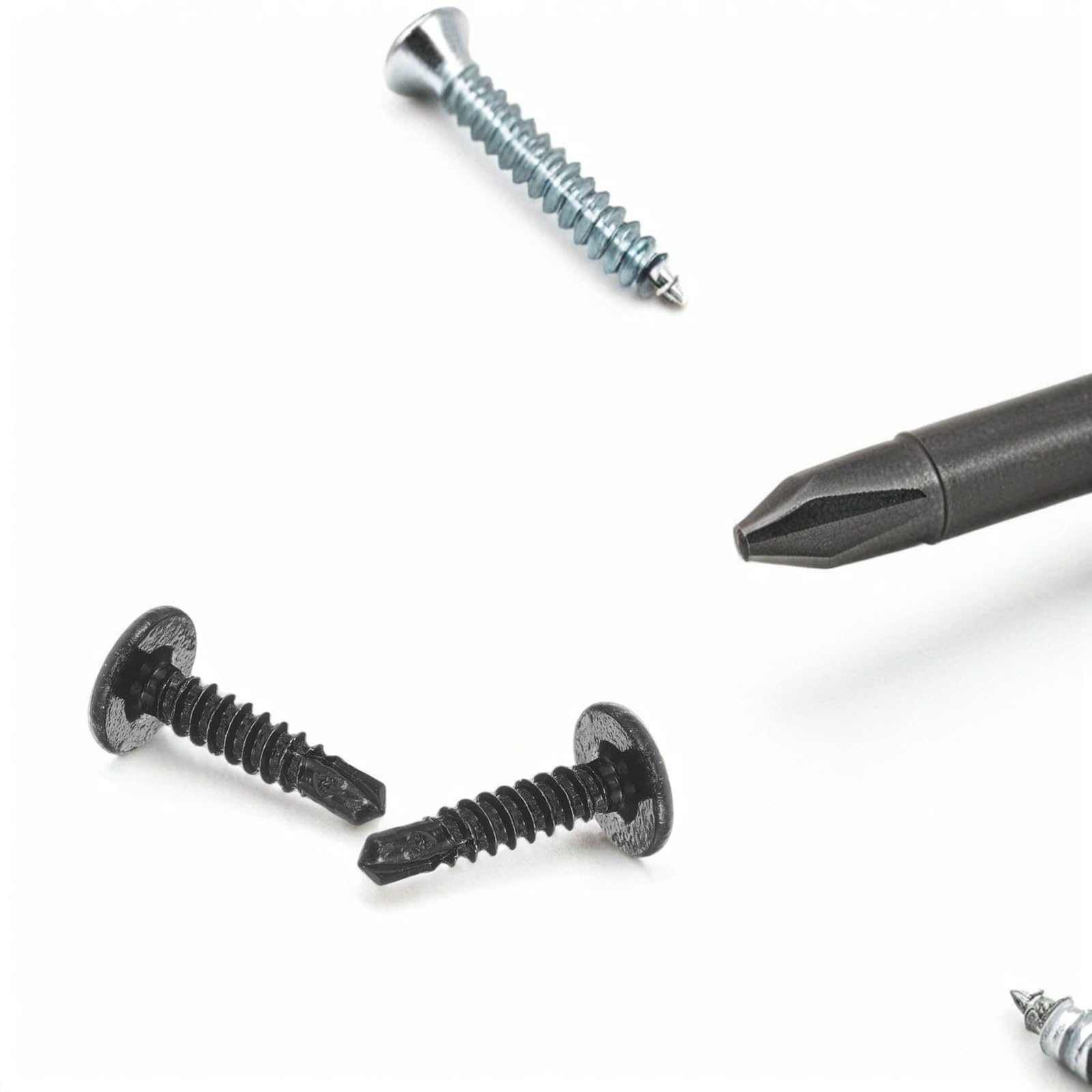 Homoyoyo Tornillos Autoperforantes de Acero Inoxidable Negro Resistencia al Desgaste 460 de Cabeza Plana para Montaje de Escritorios y Proyectos Profesionales