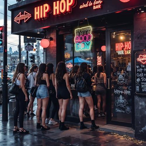 Image of Neon Sign, It's Gonna Be A Good Day Neon Signs for Wall Decor, Dimmable Acrylic Neon Lights for Living Room Bedroom Playroom Restaurant Bar Pub Club Hotel Commercial Streets Party Decorations