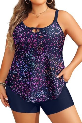 Image of Daci Women Plus Size Tankini Swimsuit - 2 Piece Flowy Plus Size Bathing Suits and Shorts with Pockets 2025