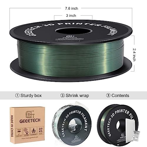 Image of Geeetech Silk PLA Filament 1.75mm for 3D Printer, Dark Green Metal-Like Shiny PLA Filament 1kg (2.2lbs) Spool, Dimensional Accuracy + /- 0.02 mm, Metallic Silk Bronze
