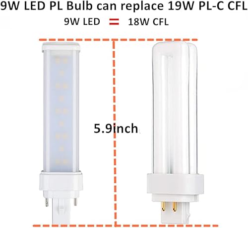 Miniatura 9 de Bombilla LED G24q de 7 W, blanco cálido 3000K PLC-13W 4 pines G24q-1 de repuesto de bombilla fluorescente compacta, paquete de balasto de derivación