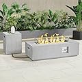 SUNPEAK Outdoor Fire Pit Table Propane Gas Fire pits &Outdoor Fireplaces 42? Rectangular Firepit Table, 50,000 BTU Fire Table for Patio Set (42'' Rectangular Light Gray)