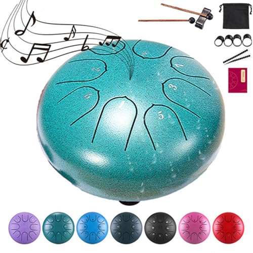 Rain Drum for Outside Garden, 8 Note 6 Inch Steel Tongue Drum, Chakra Drum for Rain Music Chime, Musical Instruments When It Rains, Meditation Accessories for Camping, Meditation, Yoga, Education(6mal