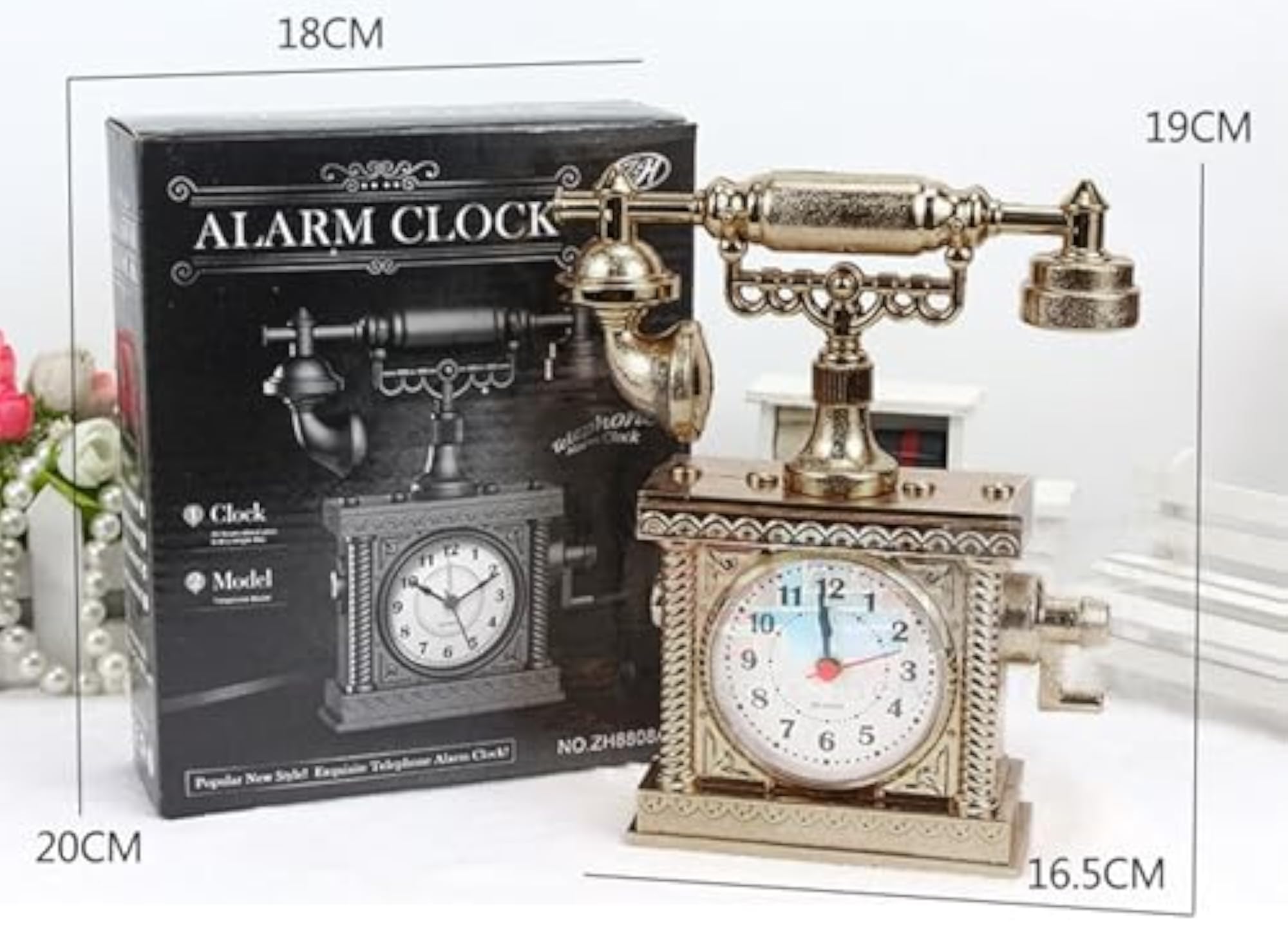Plastic Telephone Analog Desk Alarm Clock