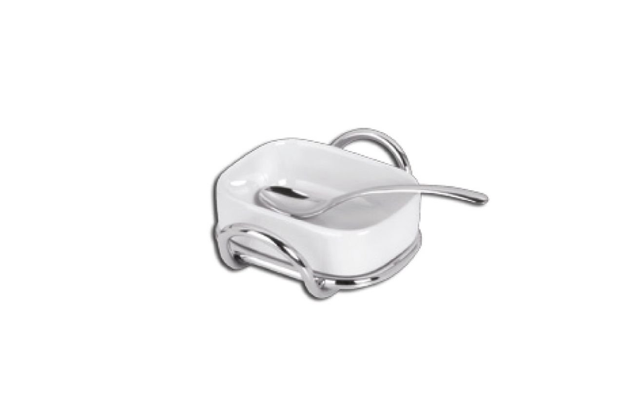 SWEET HOME Formaggiera con Porcellana e Cucchiaio con supprto in Acciaio cod.VL-25 cm 13x10x4h by Varotto & Co.