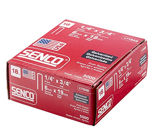 Image of Senco L11BAB 18 Gauge by 1 /4-inch Crown by 3 /4-inch Leg Electro Galvanized Staples (5,000 per Box) (Pack of 10)