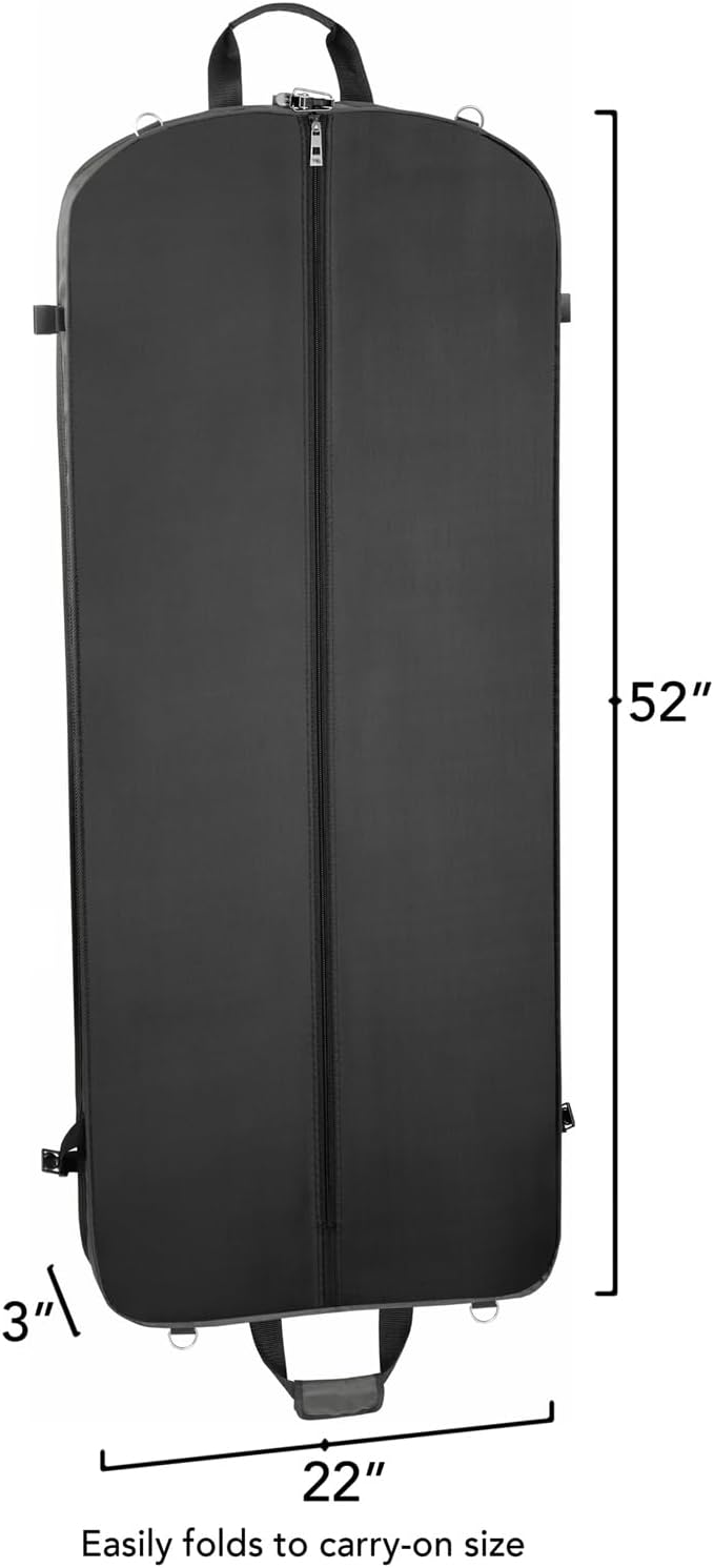 WallyBags® 52" Premium Carry On Travel Garment Bag with Shoulder Strap and Multiple Pockets, Perfect for Men, Women, Dresses, and Longer Clothes