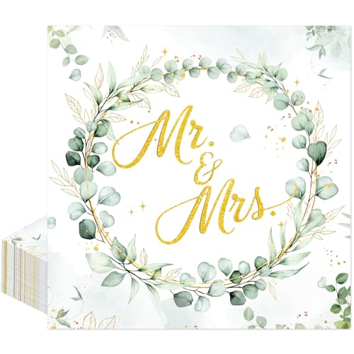 Afritee Servietten Hochzeit Tischdeko 20 Stück Eukalyptus Mr Und Mrs Deko Hochzeitsservietten Servietten Salbeigrün Hochzeit Wedding Deko Tisch 33 X 33cm