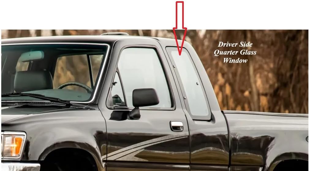 Rear Quarter Glass Window Compatible with Toyota Pickup 1989-1995 2 Door Extended Cab / Factory Standard Non-Tint Color / Driver Side (Left)