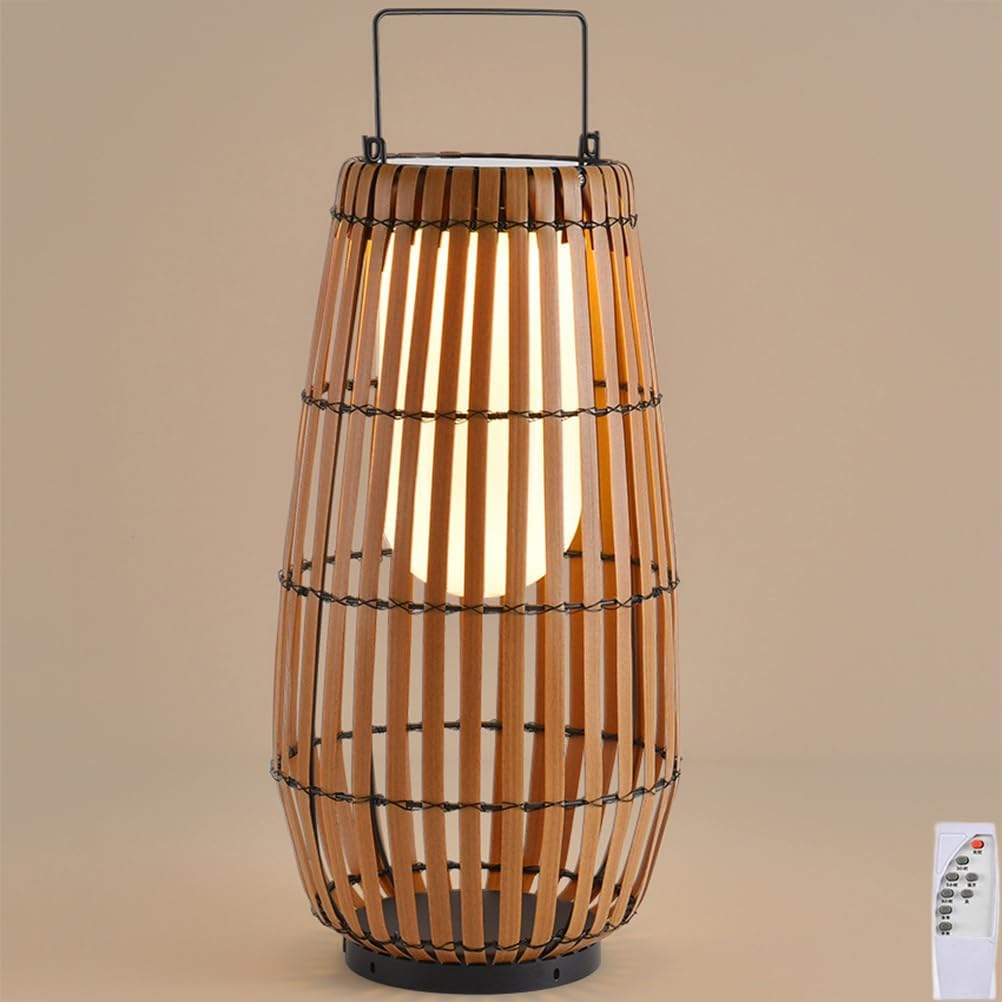 Waterproof Outdoor Floor Lamp Led 5w Battery Wall Light Rattan Imitation Solar Rechargeable Table Lamp with Remote Control Antique Outdoor Table Lamp Without Power Connection Outdoor Light Warm L