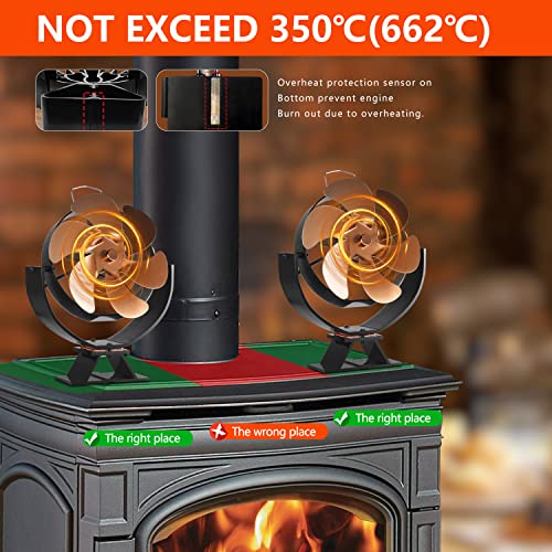 Holzofen-Ventilator, wärmebetrieben, mit 240 ° verstellbarem, nicht elektrischem Herdventilator, Kaminventilator für Holzöfen, thermoelektrische wärmebetriebene Ventilatoren, Holzofen-Zubehör – Bild 7