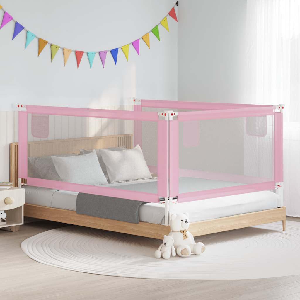 Barrera protectora para cama infantil, color rosa, 200 x 25 cm, tela con altura ajustable, protección anticaída para cuna, barrera de cama para seguridad del bebé en el dormitorio y la
