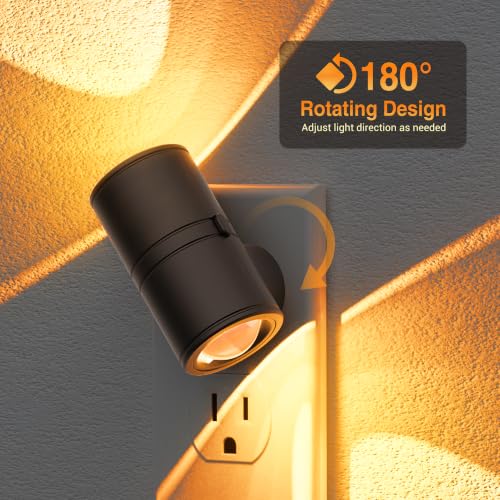Image of JandCase LED Night Light Plug in,Rotating Night Lights Plug into Wall Amber