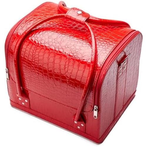 「FLYKING」メイクボックス 大容量 プロ仕様 持ち運びやすく、メイクしやすい、化粧品収納ボックス 鍵付き puレザー 化粧箱 大容量、コスメボックス 3段トレイ 化粧箱 化粧ボックス コスメ収納 メイク道具 (B)