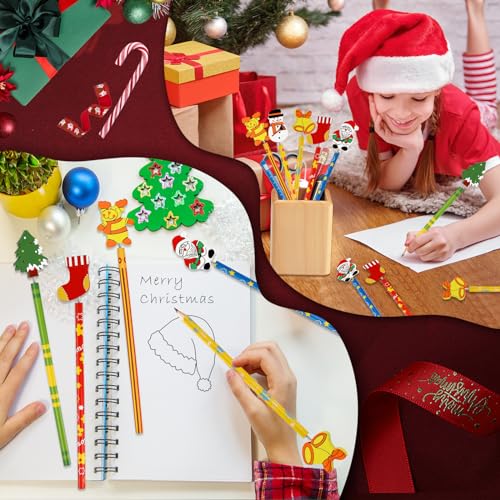 24 lápices navideños con adornos de madera multicolor miniatura 4