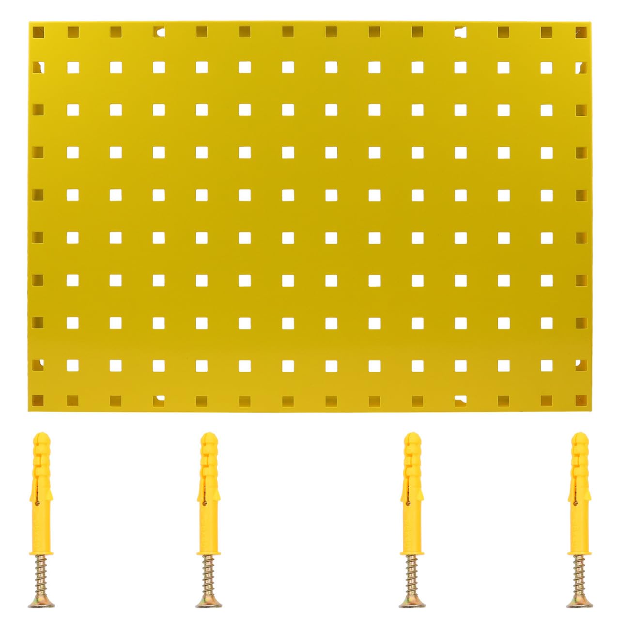 Panel para colgar herramientas metálico amarillo tablero perforado multifuncional 8