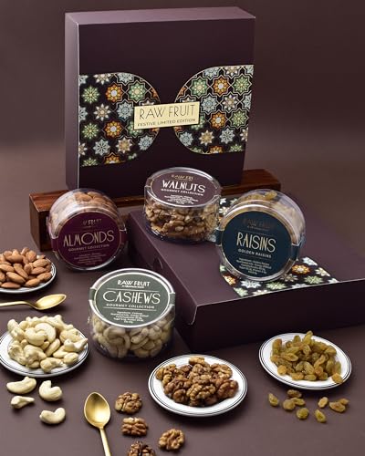 Image of HyperFoods Diwali Gifts for Family and Friends DryFruit Combo Pack Dry Fruits Gift Hamper Dryfruit Gift Box Corporate Gifts For Employees Small Pet Jars Pack of 4 Dry Fruits Walnut Almond Cashew Raisins