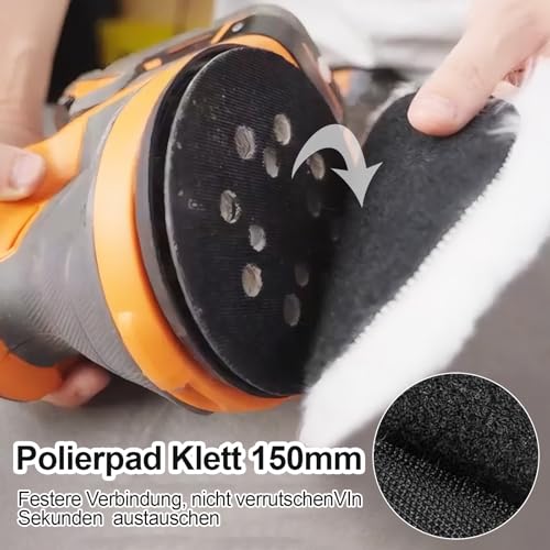 YUFFQOPC Polierpads 150mm,5 Stück Lammwolle Polierpads Polierscheiben Polierhauben Polieraufsatz Kompatibel mit Bosch Exzenterschleifer, für Auto, Autoscheinwerfer, Korkböden,Weiße