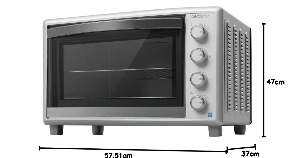 Cecotec Tischkonvektionsofen 60 Liter Bake&Toast 6090 White Gyro. 2200 W, Innenbeleuchtung, 12 Funktionen, Temperatur bis zu 230°C, Doppelglastür, Inklusive Drehspieß