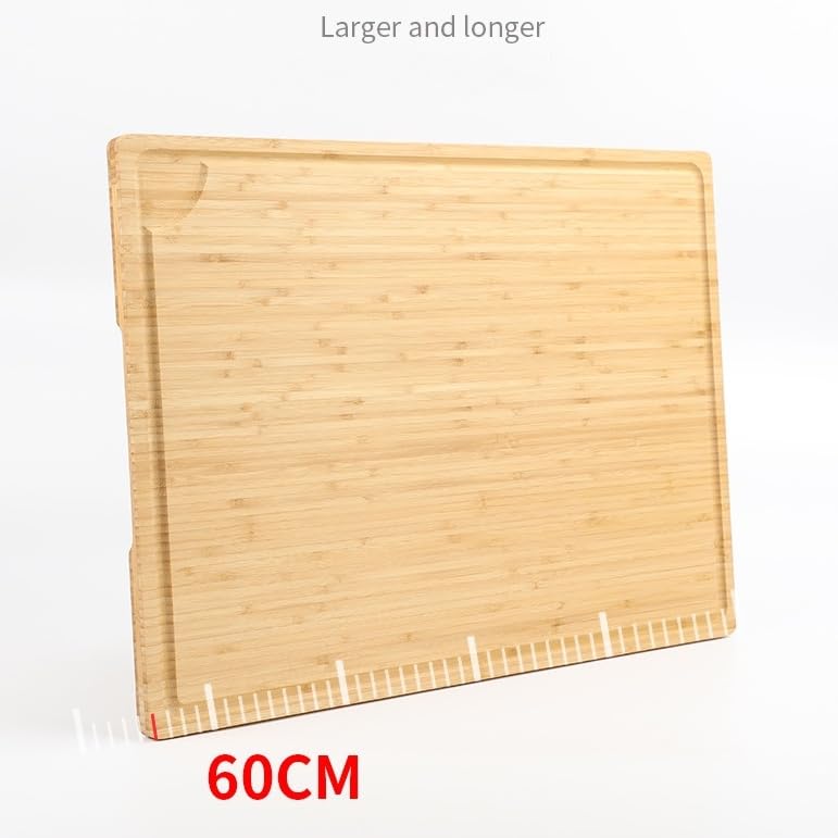 BRAVECOW Bambus Schneidebrett Extra Groß 61.0 cm Holz Metzgerblock Spüle Schneidebrett 60x45x2cm Home Knetbrett Fleisch, Gemüse, Obst, Brot, BBQ