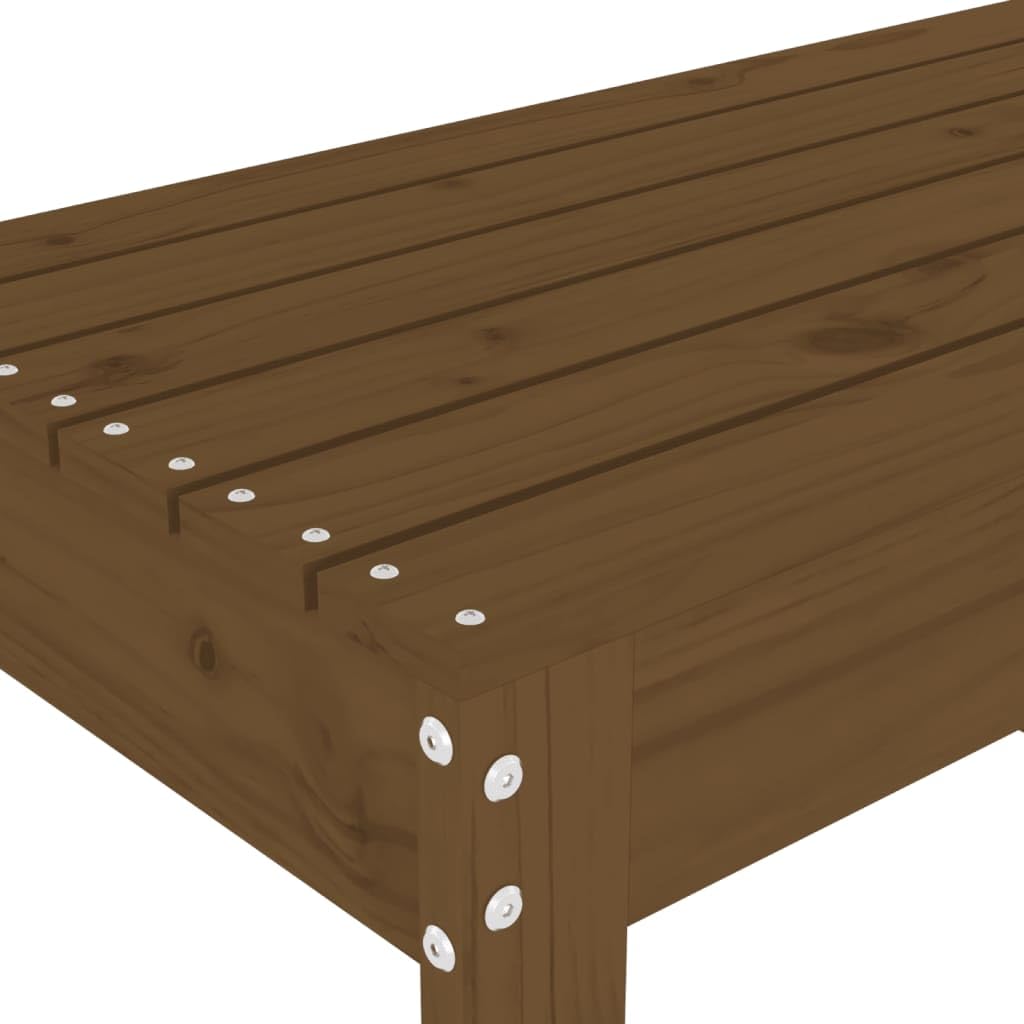 Ławka ogrodowa, miodowo-brązowa, 110 x 38 x 45 cm, wykonana z litego drewna sosnowego, odporna na warunki atmosferyczne, stabilna ławka do siedzenia na taras, balkon, do ogrodu, z