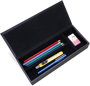 KINGFOM Leatherette Pencil Case, Desk Accessories & Workspace Organizers For Stationery, Pencils, Pens, Office Supplies, Organization, Tool Box with Lid Inner Magnetic Lock