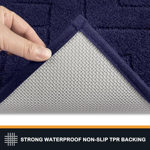 PURRUGS Dirt Trapping Door Mat 34" x 59", Non-Slip Machine Washable Entry Rug, Shoe Scraper, Dog Doormat, Super Absorbent Welcome Mat for Front & Back Door, Muddy Wet Shoes & Paws, Midnight Blue
