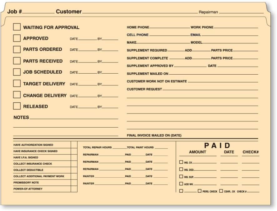 Job Folder 150 lb Manila Auto Body RO (100)