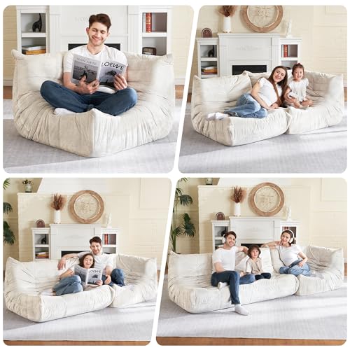 Image of HABUTWAY Giant Bean Bag Chairs Lazy Sofa for Adults,Corner,Beige