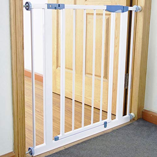 Safe-O-Kid – Safety Gate 75-105 cm Adjustable, Pure Metal Safety Gate with Secret Lock & 2-Way Auto Close + Four Strong Wall Holders, Grey