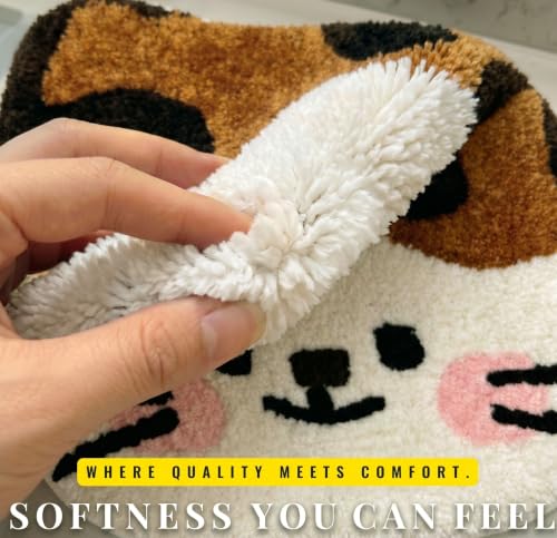 Image of VAS COLLECTIONS Luxurious 2000 GSM Microfiber Bath Mat | Super Soft, Thick & Fluffy | Anti-Skid, Super Absorbent, Machine Washable Bathroom /Kitchen /Door Mat (40x60 cm, Pack of 1) (Cute Kitten)