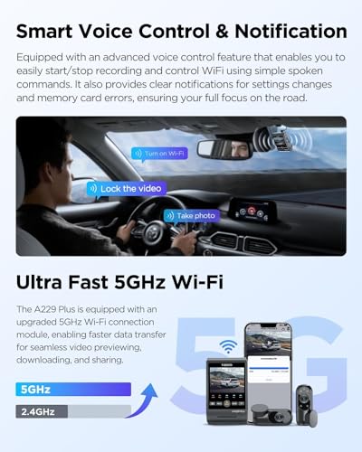 Image of VIOFO A229 Plus 3CH Front Interior and Rear 2K+ FHD + 2K HDR 5GHZ WI-FI GPS Voice Control Triple Dash Camera with STARVIS 2 Sensor (3CH (Front + Rear + Interior))