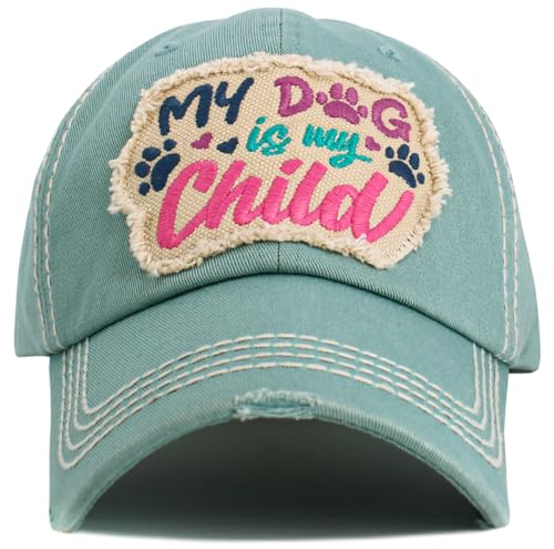 Image of KBETHOS Dog Cat Mom Dad Theme Womens Baseball Cap Distressed Vintage Unconstructed Embroidered Patch Hat