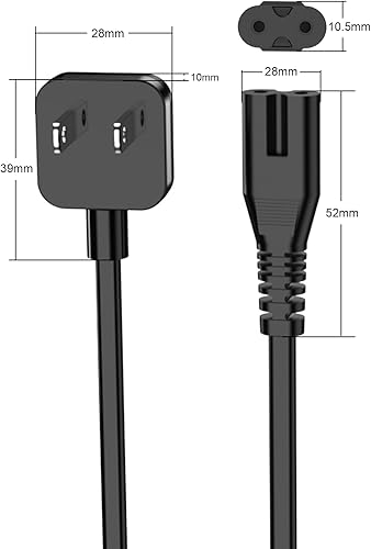 Miniatura 6 de Cable de alimentación adaptador de CA de 5 pies, diseño de enchufe plano súper delgado, sin bloque, figura 8 de repuesto para cargadores, TV, Xbox,