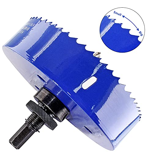 Image of Luomorgo 137mm /5 3 /8 inch Hole Saw with Arbor, 1 1 /4 inch Cutting Depth HSS Bi-Metal Hole Cutter for Wood Cornhole Boards Plastic Drywall & Metal Sheet