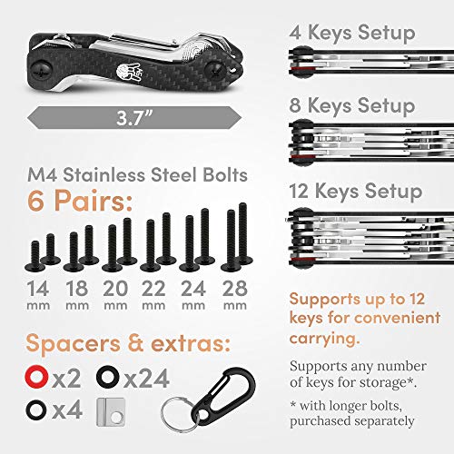 Amazingizmo Smart Key Holder & Key Organizer Keychain - House & Car Compact Black Multi Key Chain With Pocket Clip & Carabiner - Up To 12 Folding Keys & More #TOP7