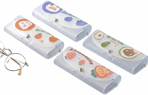 SHOPITUP Cute Fruit Character Glasses Cover Case, Transparent Protective Eyewear Holder