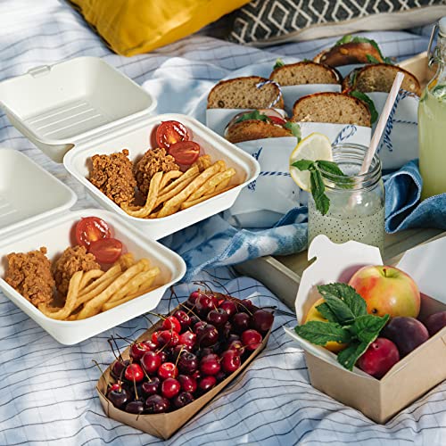 Ecolipak 200 Pack Clamshell Take Out Food Containers, 100% Compostable Disposable To Go Containers，6*6" To Go Boxes For Salad, Cake,Sandwiches #TOP6