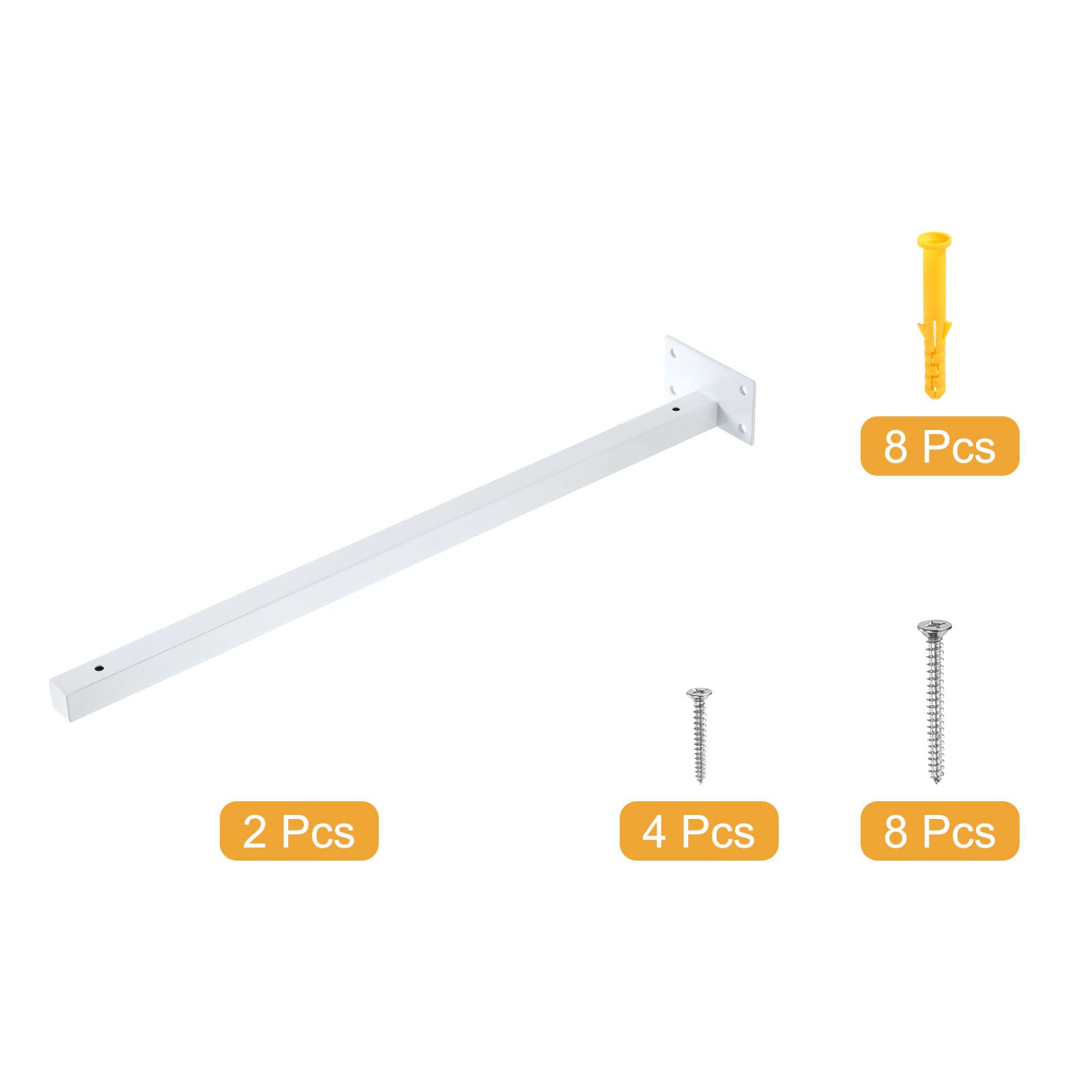 uxcell Soporte flotante para estante, paquete de 2 soportes ocultos de hierro de 18 pulgadas con tornillos y tubo de expansión para estantes de madera, para colgar en la oficina, sala de estar