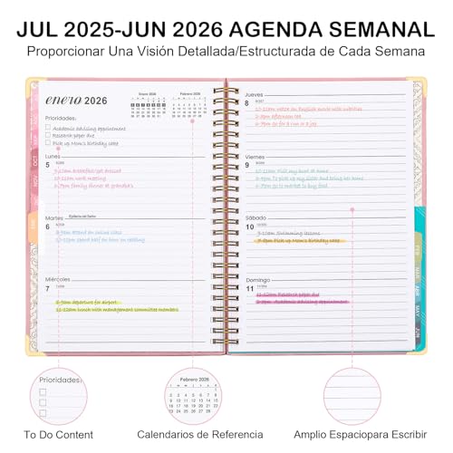 Agenda A5 Semanal y Mensual 2025(Jul)-2026(Jun), Libro de Planificación de 12 Meses, Calendario Diario con Pestañas para Escuela, Universidad, Profesores y Estudiantes (Verde) - imagen 5