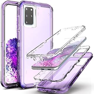 YmhxcY For Galaxy S20 Plus Case,Shockproof 3-Layer Full Body Protection [Without Screen Protector] 16ft TestClear Rugged Heavy Cover Case for Samsung Galaxy S20 Plus-Clear Purple