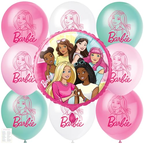 Barbie Balloons - Barbie Birthday Party Decorations - Bundle with 8 Latex, 1 Foil Balloon and Checklist - Party Supplies