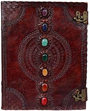 Veteran Craft Leather Journal Seven Chakra Medieval Stone Embossed Handmade Book of Shadows Notebook Office Diary College Book Poetry Book Sketch Book 10 x 13 Inches