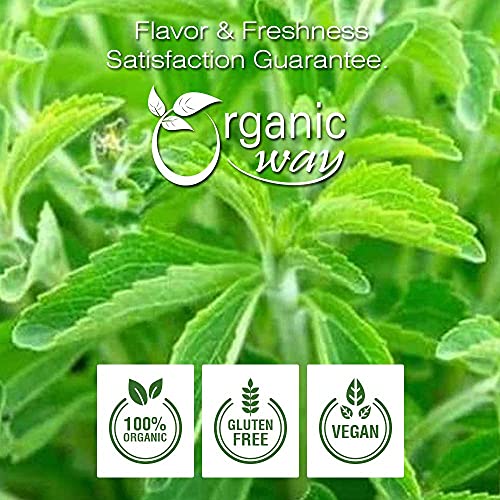 Organic Way Stevia Leaf Extract Powder (Stevia Rebaudiana) - Organic & Kosher Certified | Raw, Vegan, Non Gmo & Gluten Free | Usda Certified | Origin - India (1Lbs / 16Oz) #TOP7