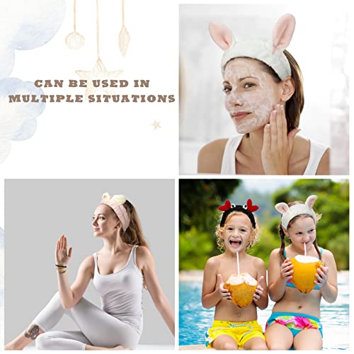 4 peças de cabeça de orelha de animal faixa de cabeça de spa de maquiagem fofa faixa de cabelo para