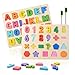 Colmanda Puzzle En Bois, 2 Pièces Alphabet en Bois et Numéro D'apprentissage Jouet éducatif Puzzle Alphabet en Bois pour L'apprentissage Ludique des Nombres (Forme)