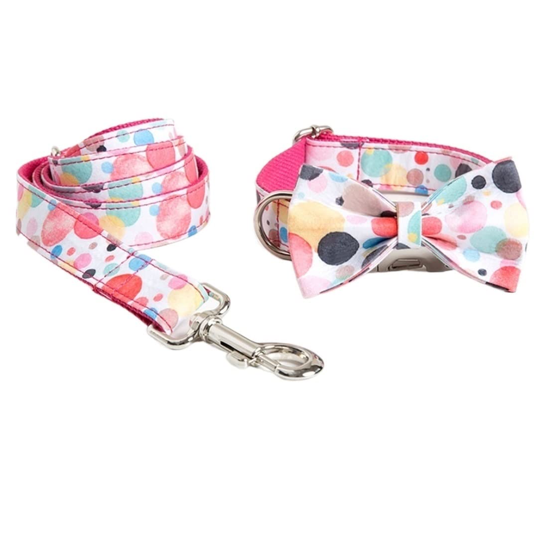 Correa Perro Correr Bubble Pet Collar Leash Bow Set Poliéster Bowtie Correa Cómodo Antideslizantes Reforzada(49-55cm)