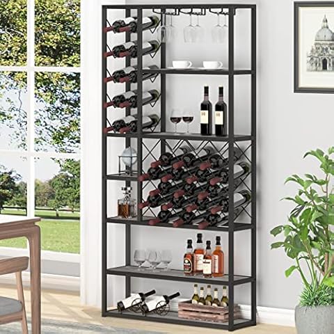 Launica Estante de Vino Independiente de Madera y Metal Cover