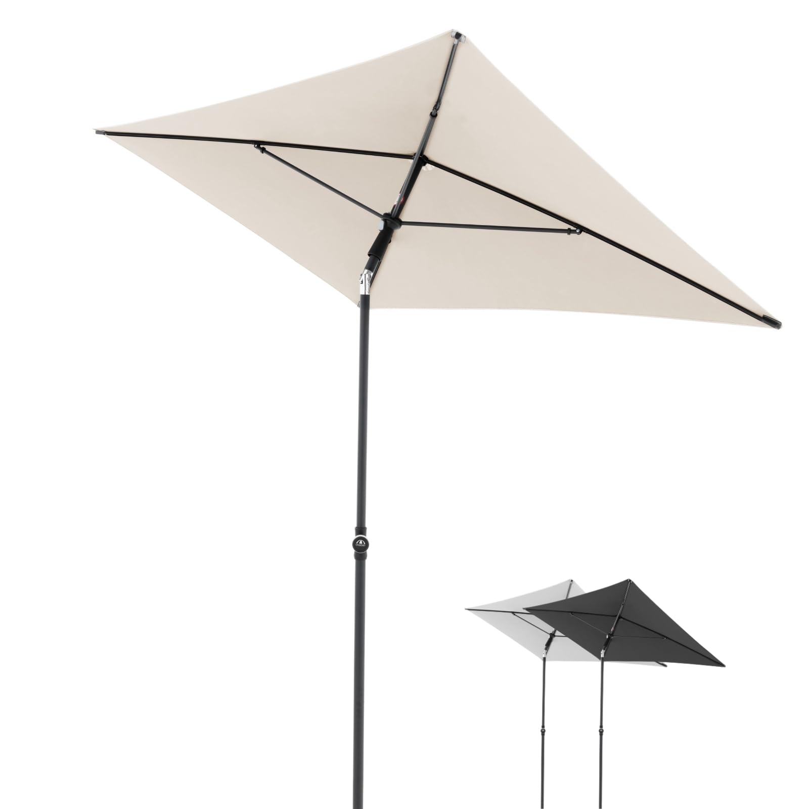 Doppler Parasole Rethink I 180x120cm al naturale I inclinabile per balcone e terrazza I sostenibile I con apertura a mano I Con copertura